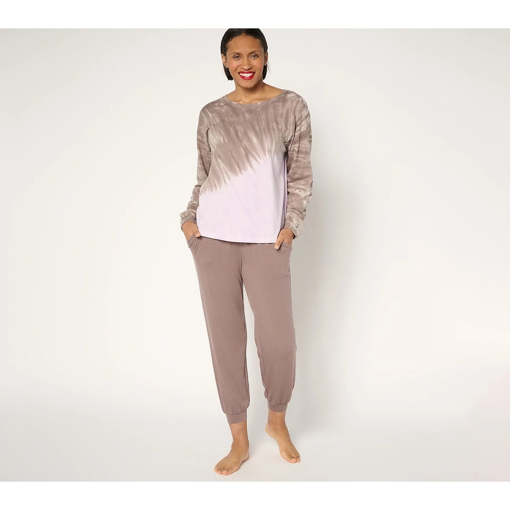 AnyBody Regular Cozy Knit Tie-Dye Top and Jogger Set SmyTaure/Lundr, Tall XS #3#
